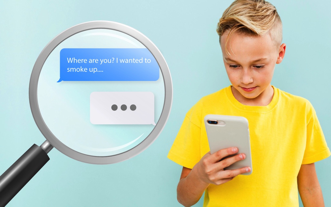 A Kid on looking at a phone